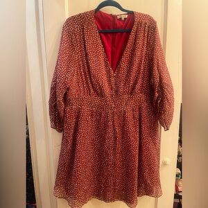 Madewell | Red Button-Up Dress with Ditsy Floral Print